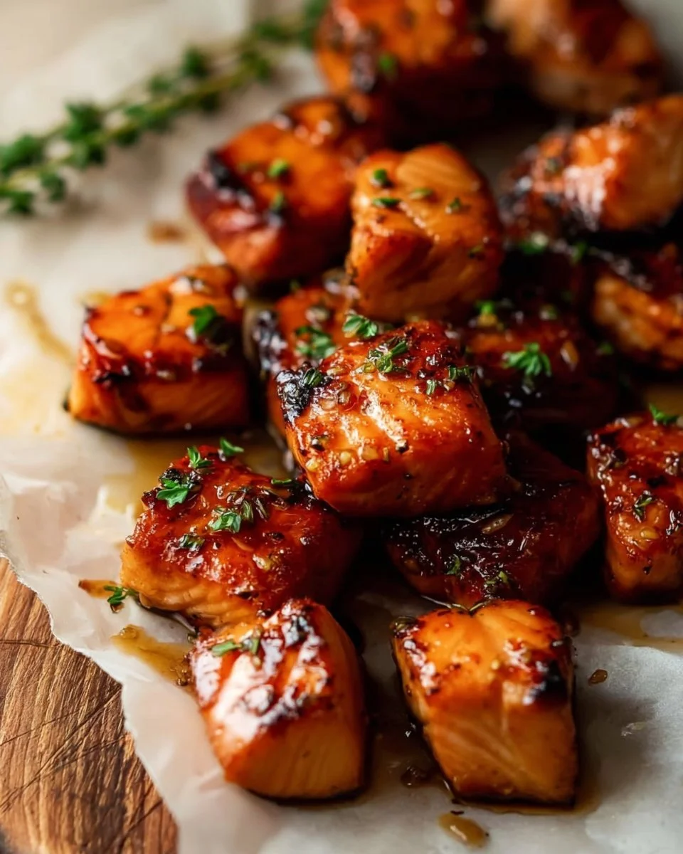 10 Minute Air Fryer Honey Garlic Salmon Bites