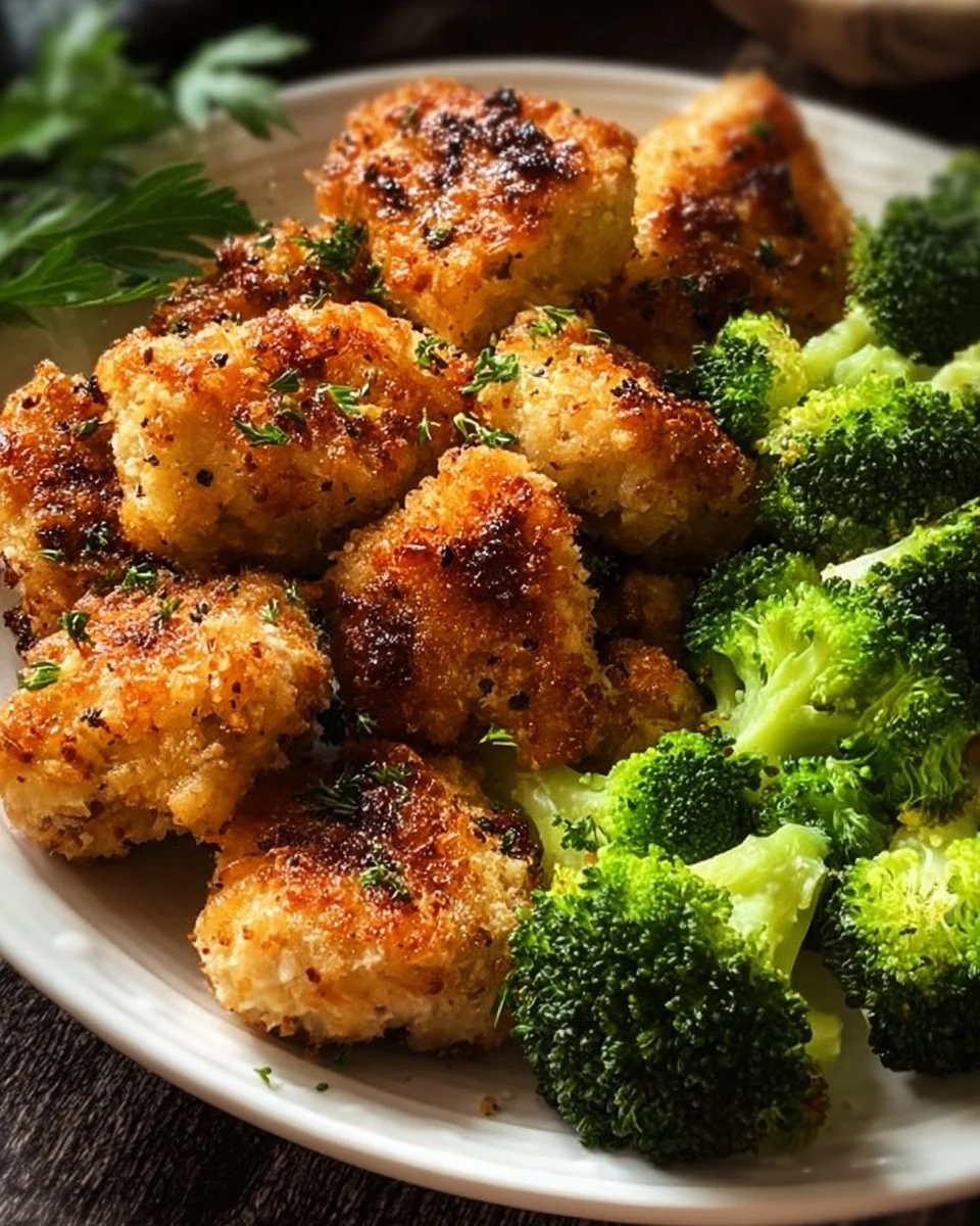 Air Fryer Chicken Bites and Broccoli
