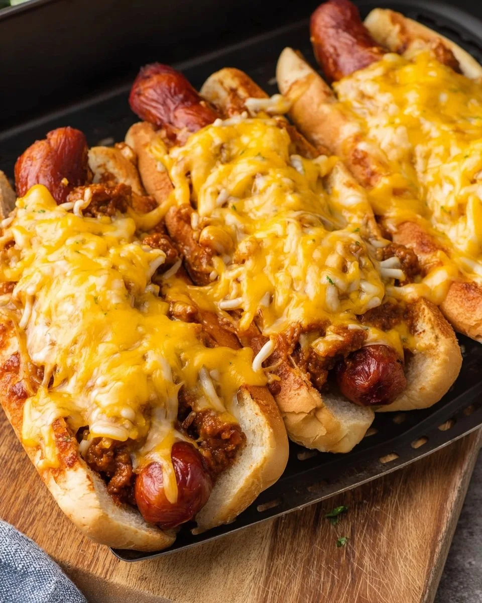 Air Fryer Chili Cheese Dogs