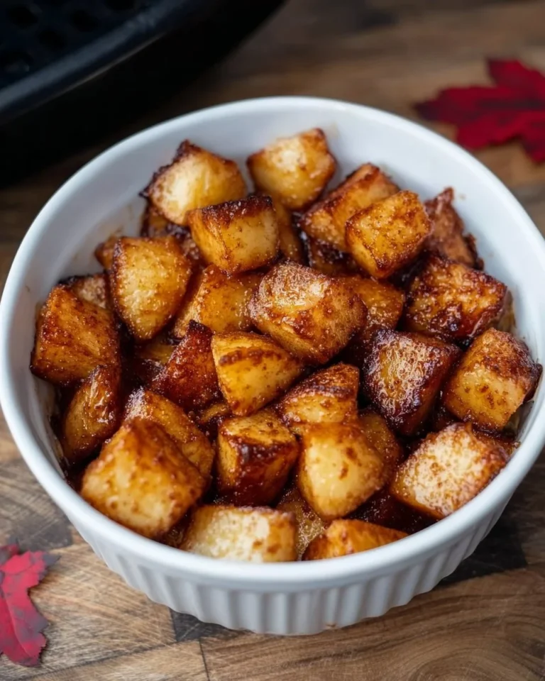 Air Fryer Cubed Cinnamon Apples in a bowl, ready for a healthy dessert.