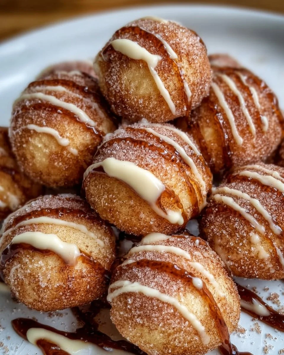 Delicious air fryer donut bites with sweetened Greek yogurt dip.
