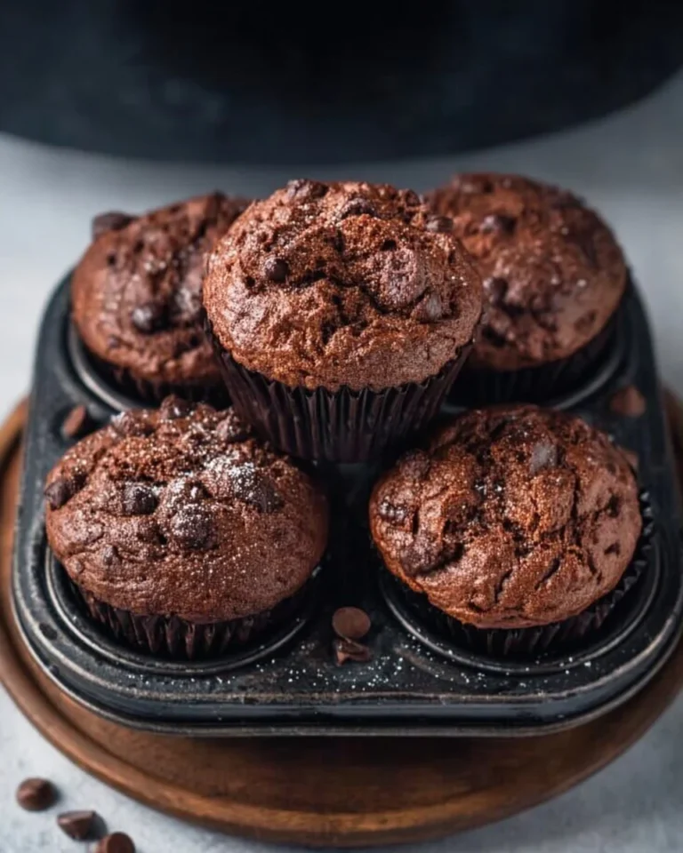 Delicious air fryer double chocolate muffins with chocolate chips