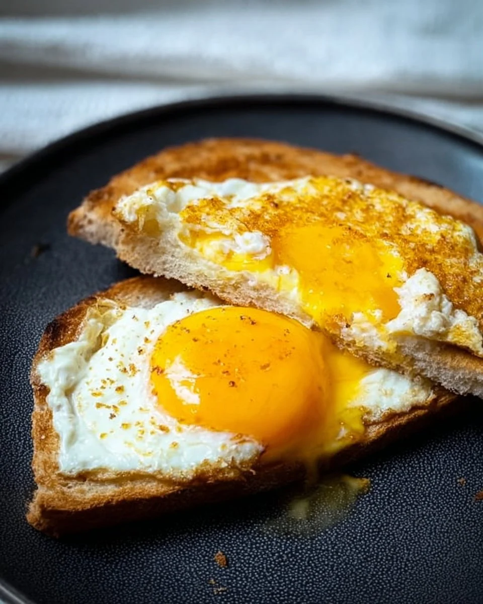 Air Fryer Egg and Toast served on a plate, ideal for a healthy breakfast.