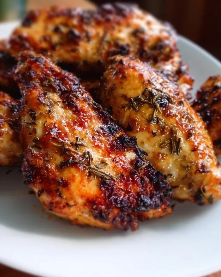 Plate of air fryer honey mustard chicken served with side vegetables