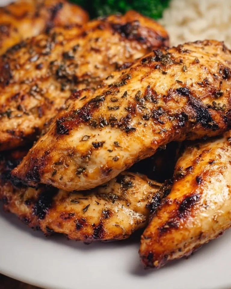 Air fryer marinated chicken tenderloins served on a plate