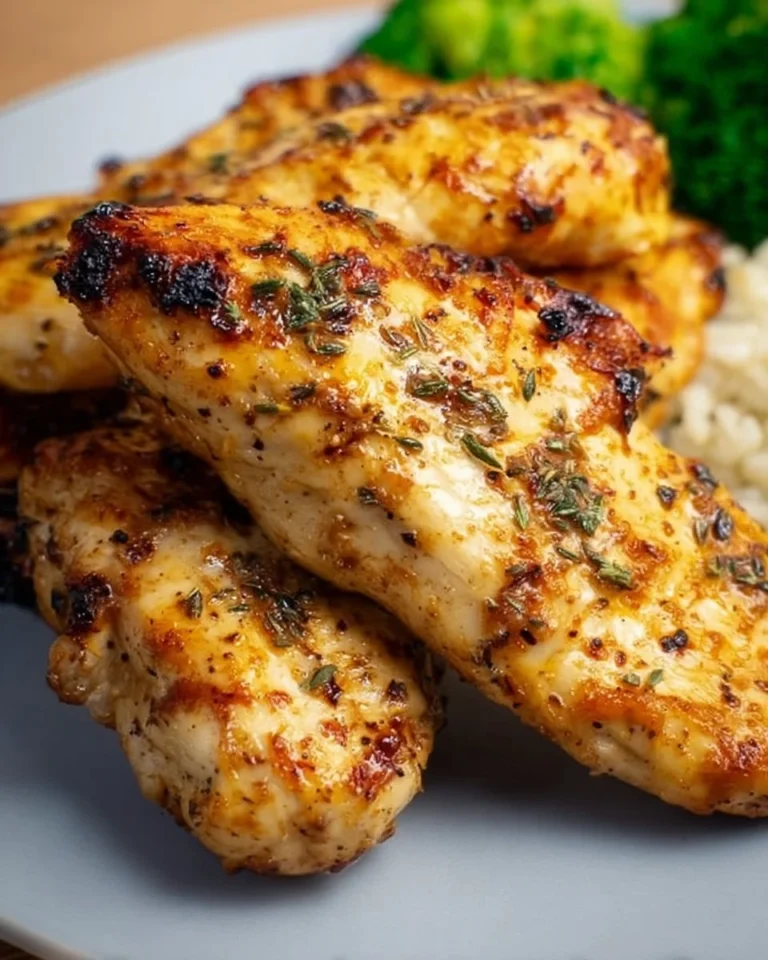 Air Fryer marinated chicken tenderloins served on a plate