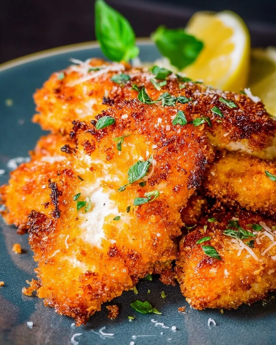 Deliciously crispy Air Fryer Parmesan Chicken ready to be served