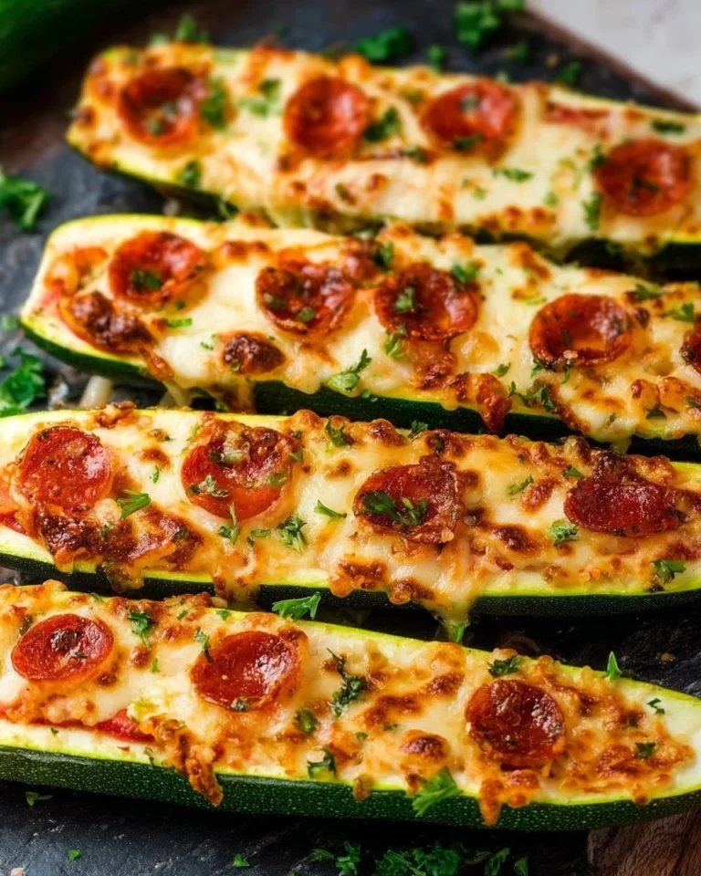 Delicious air fryer zucchini pizza boats topped with cheese and vegetables