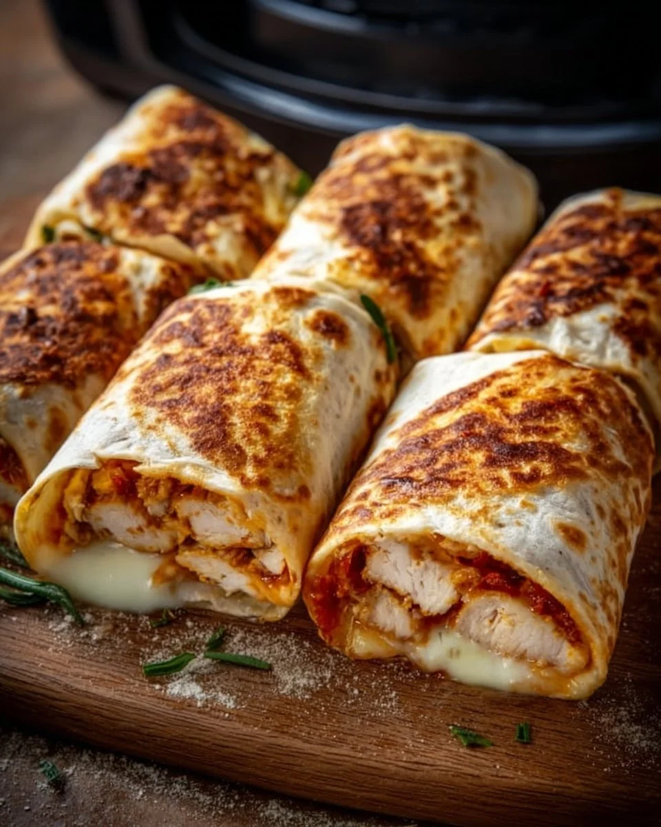 Crispy Air Fryer Chicken and Mozzarella Wraps