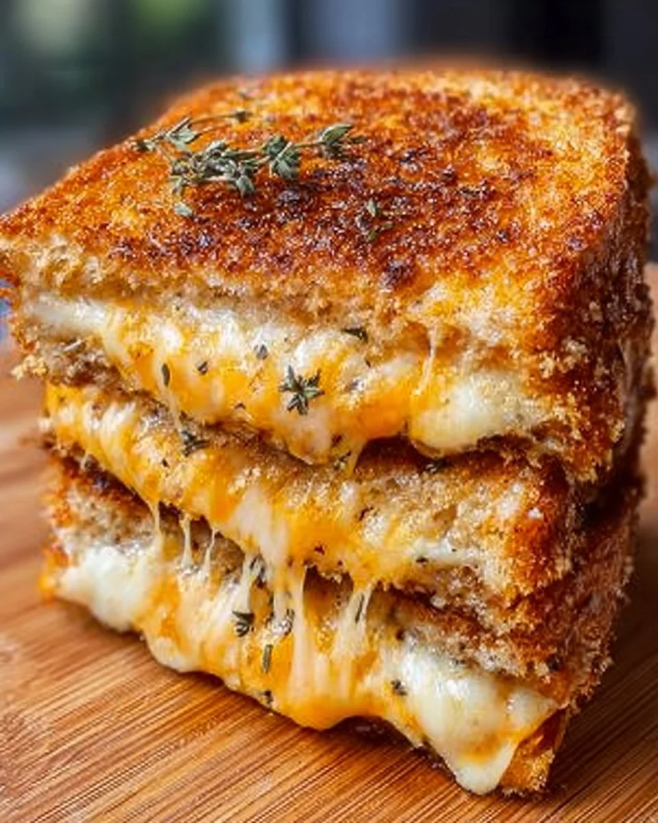 Crispy air fryer grilled cheese sandwich with melted cheese oozing out