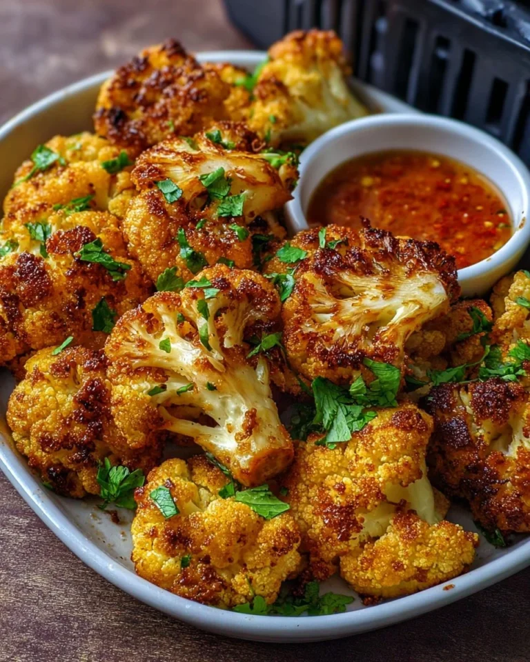 Air fryer Bang Bang Cauliflower recipe with crispy coating and flavorful sauce