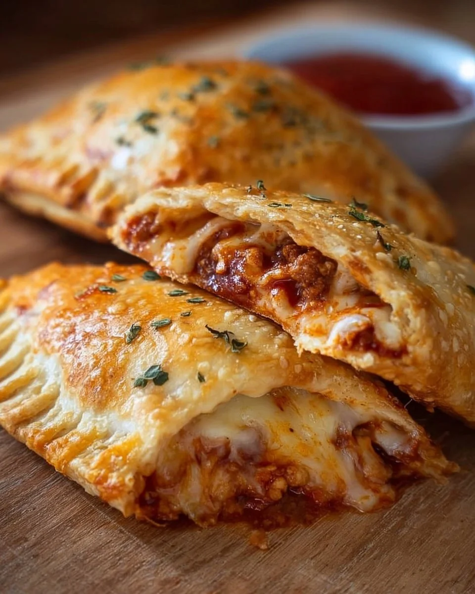 Easy air fryer calzones with cheese and sausage cooked to perfection.
