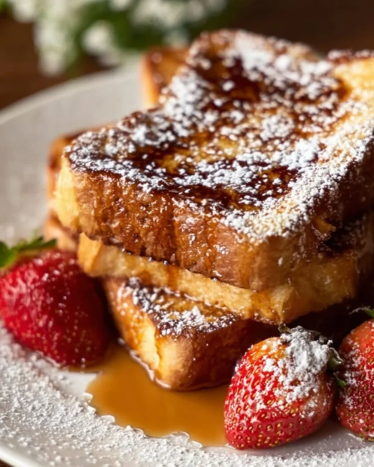 Easy Air Fryer French Toast served with syrup and berries