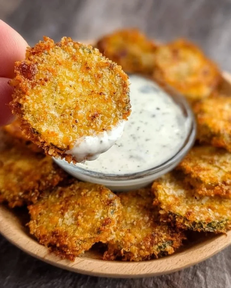 Crispy air fryer fried pickles served on a plate