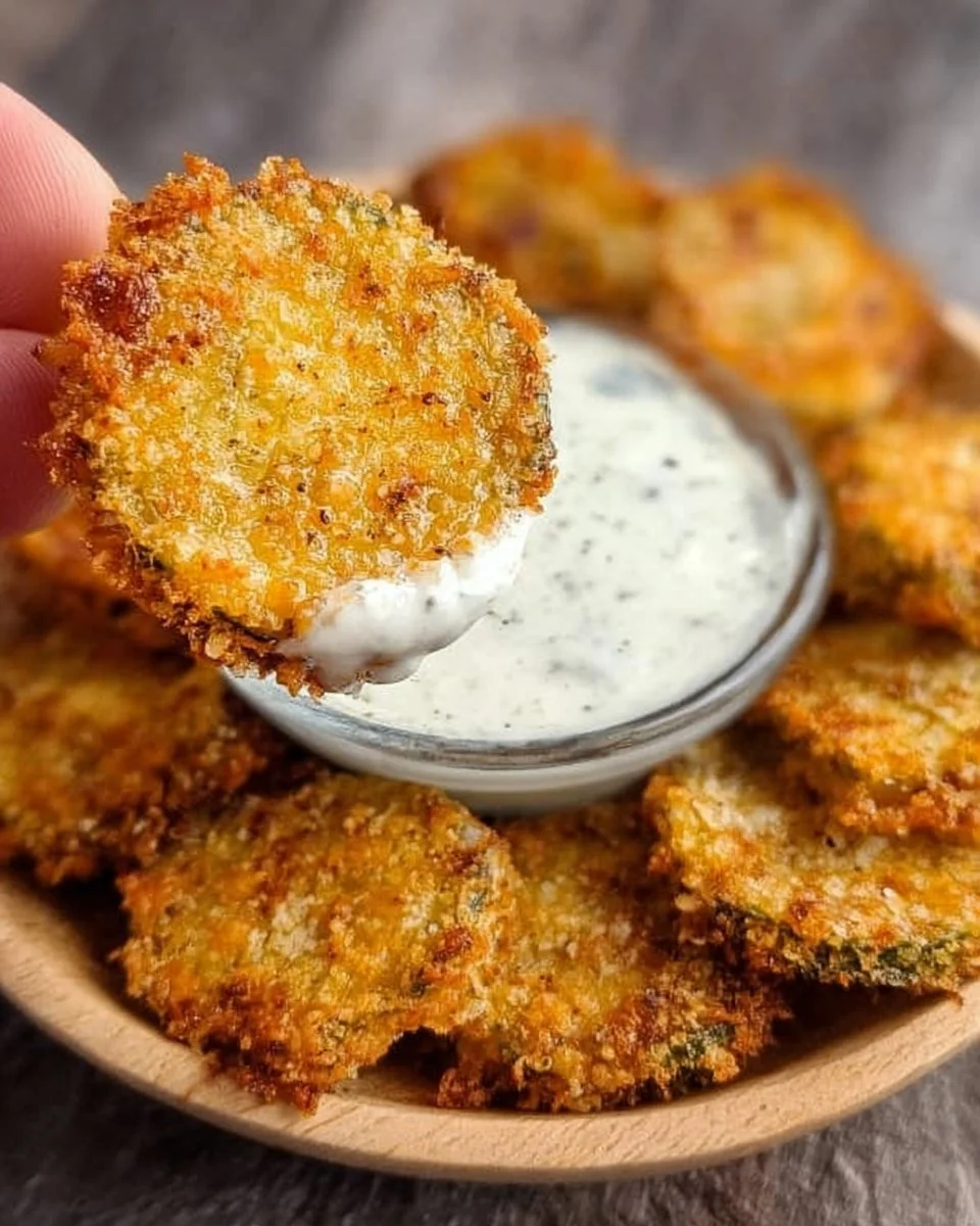 Crispy air fryer fried pickles served on a plate