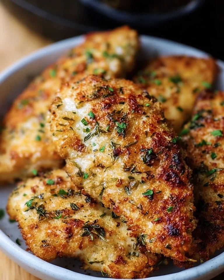 Plate of air fryer ranch chicken garnished with herbs