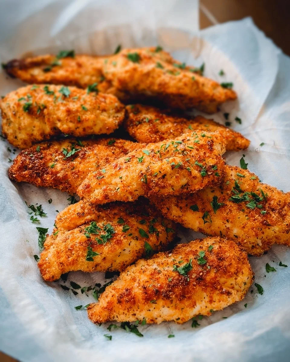 Easy unbreaded air fryer chicken tenders served on a plate.