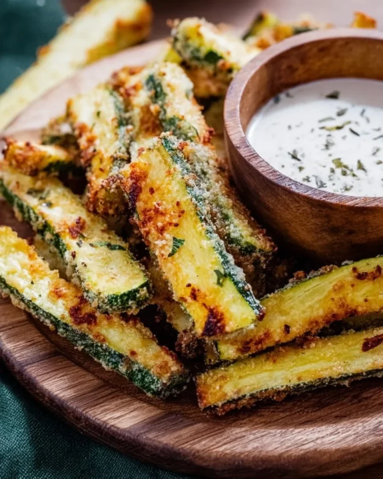 Crispy zucchini fries cooked in an air fryer, a healthy snack alternative.