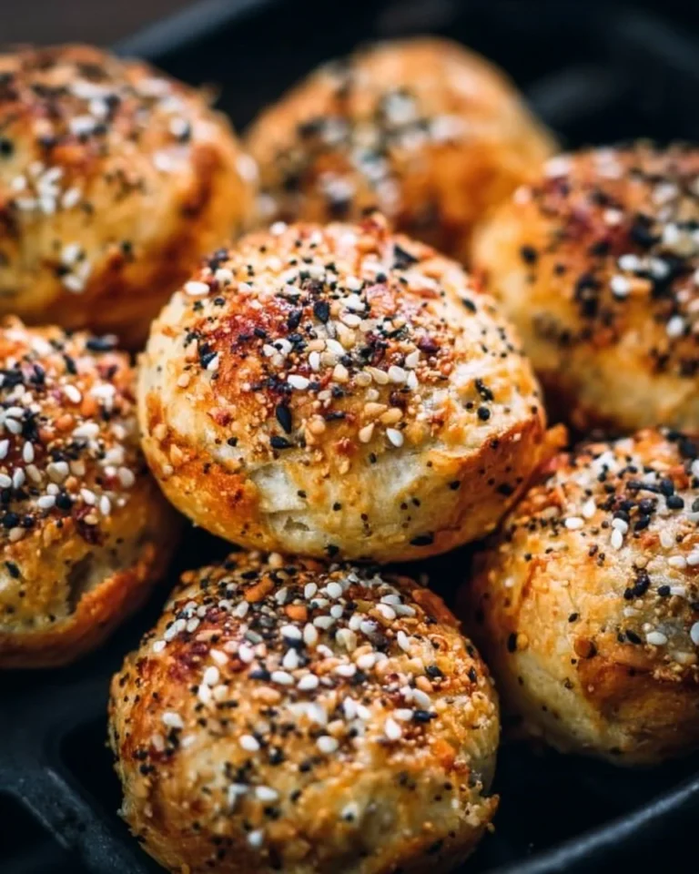 Everything seasoned bagel bites cooked in an air fryer