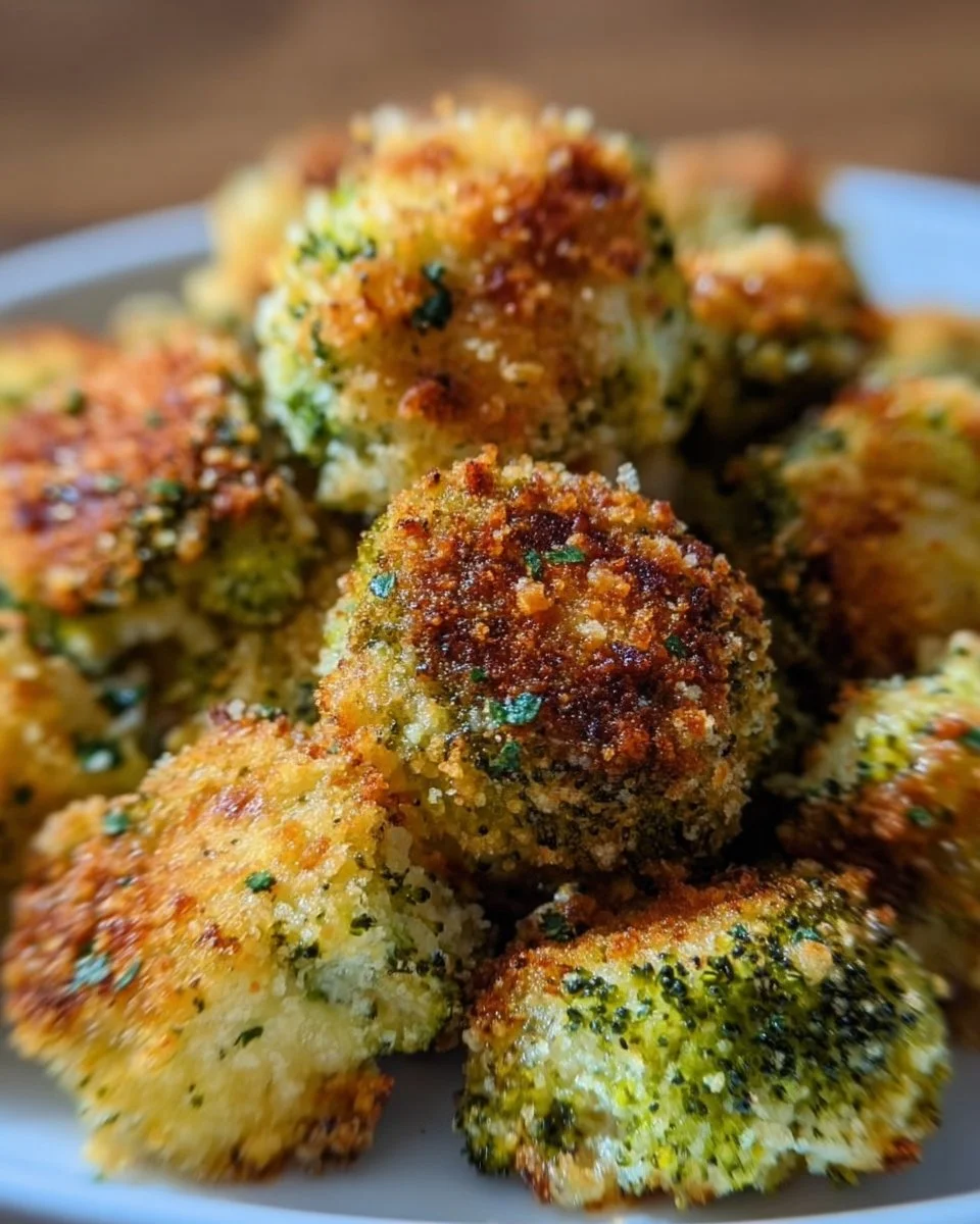Crispy Garlic Parmesan Broccoli Bites made in an air fryer