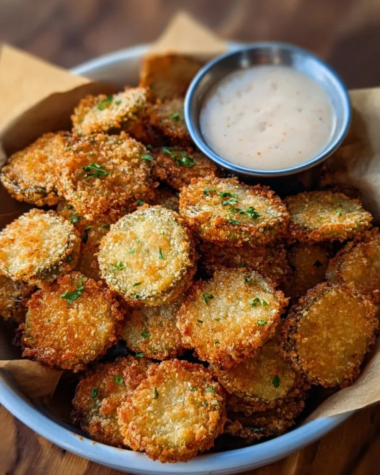 Healthy air fryer fried pickles served with dipping sauce