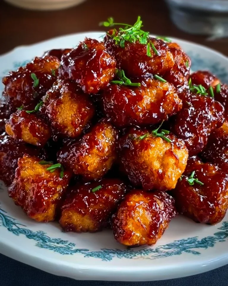 Air Fryer Honey BBQ Chicken Bites garnished and ready to serve