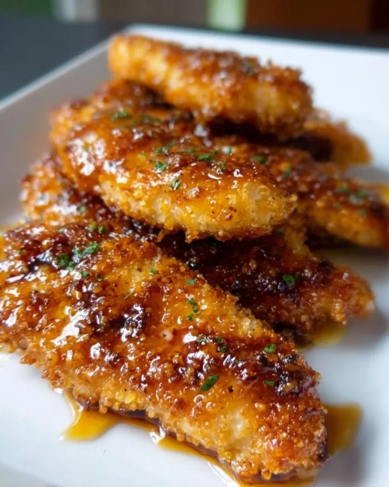 Air fryer honey butter garlic chicken tenders cooked to perfection