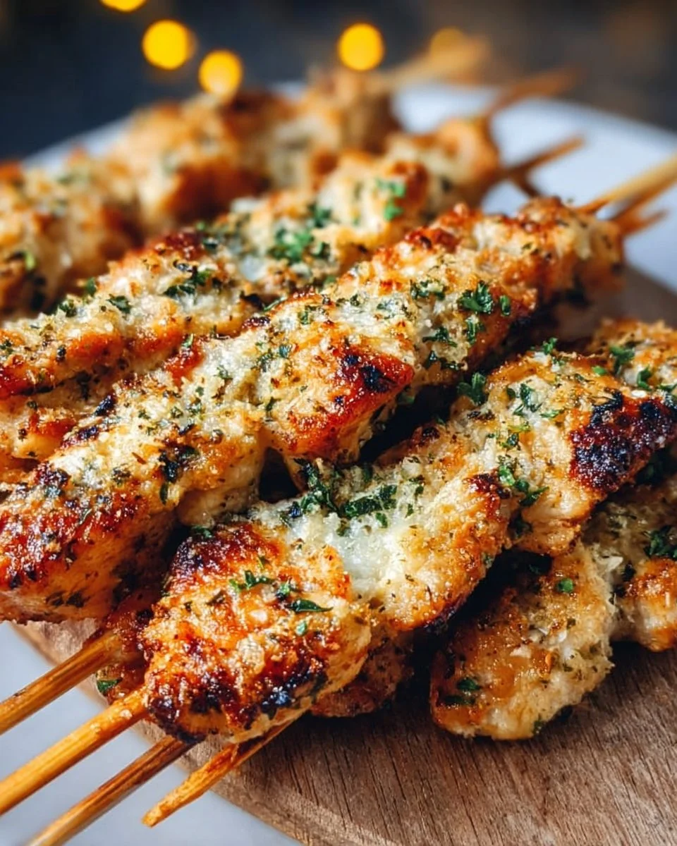 Juicy Ranch Garlic Parmesan Chicken Skewers – Air Fryer or Grill Perfection!