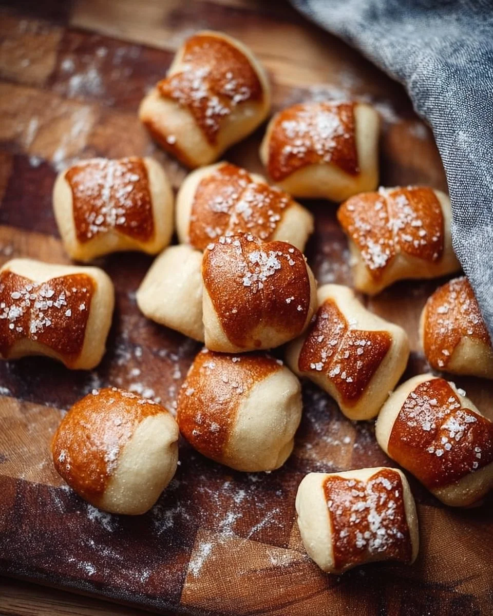 Homemade pretzel bites served with mustard dipping sauce.