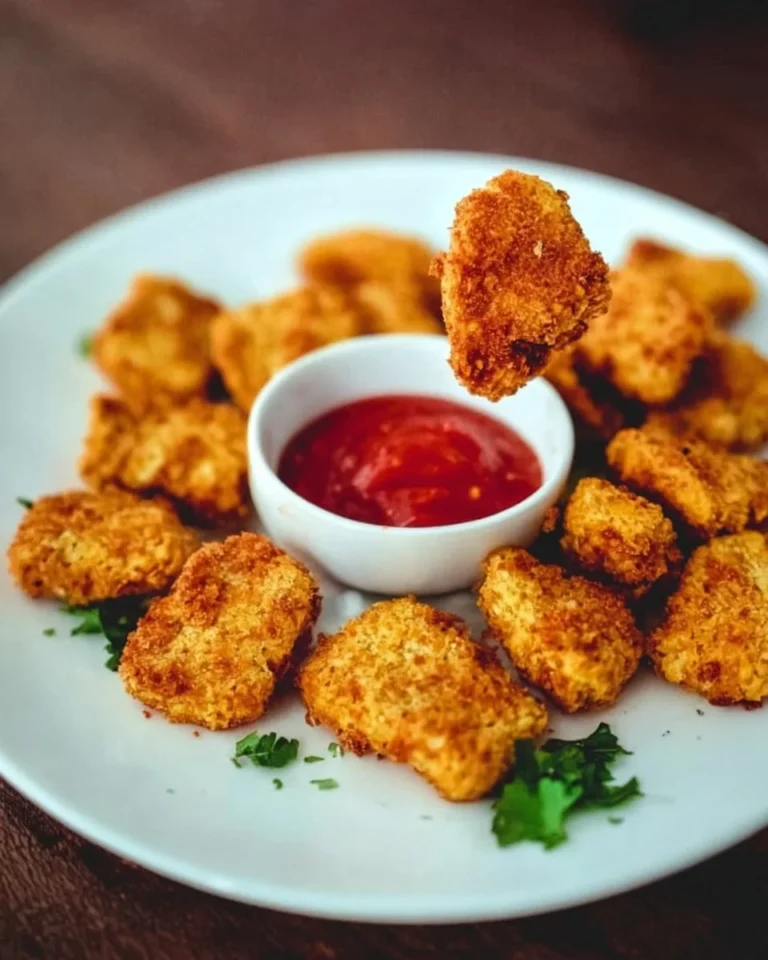 Crispy air fryer tofu nuggets served in a bowl