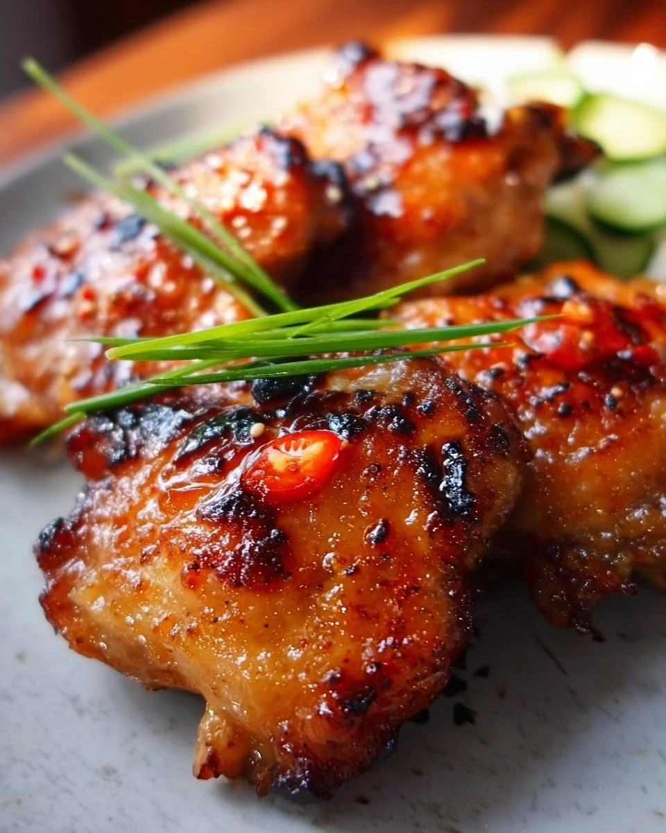 Sweet Chili Glazed Thai Chicken Thighs cooked in an air fryer