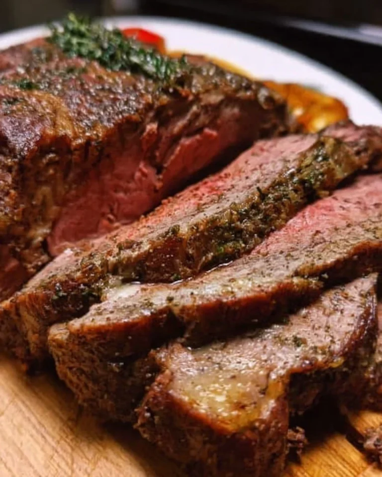 Tender air fryer chuck roast served with vegetables