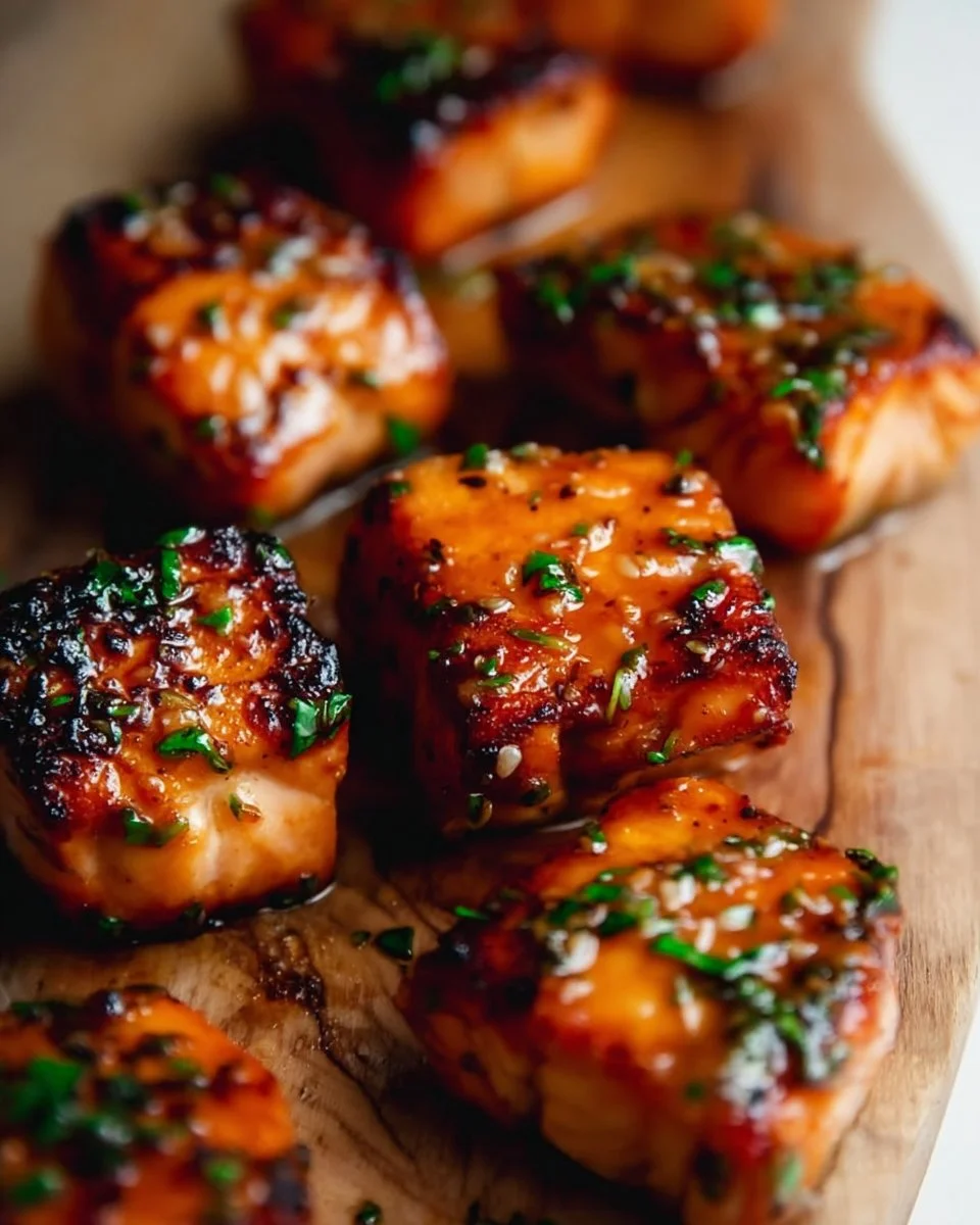 10 Minute Air Fryer Honey Garlic Salmon Bites