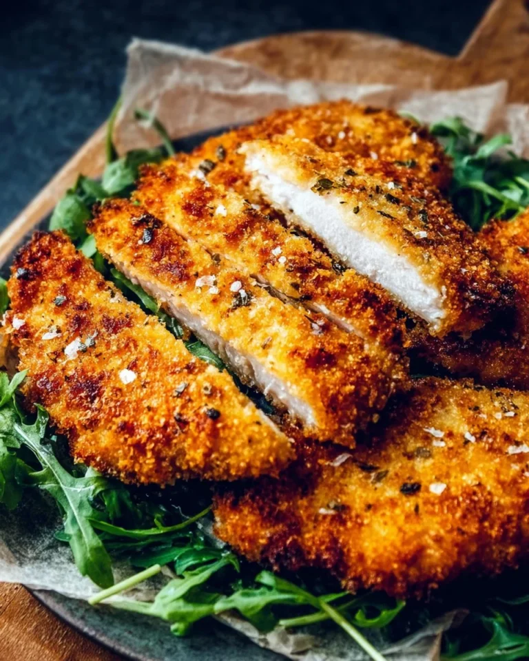 Golden brown air fryer breaded chicken breast served on a plate