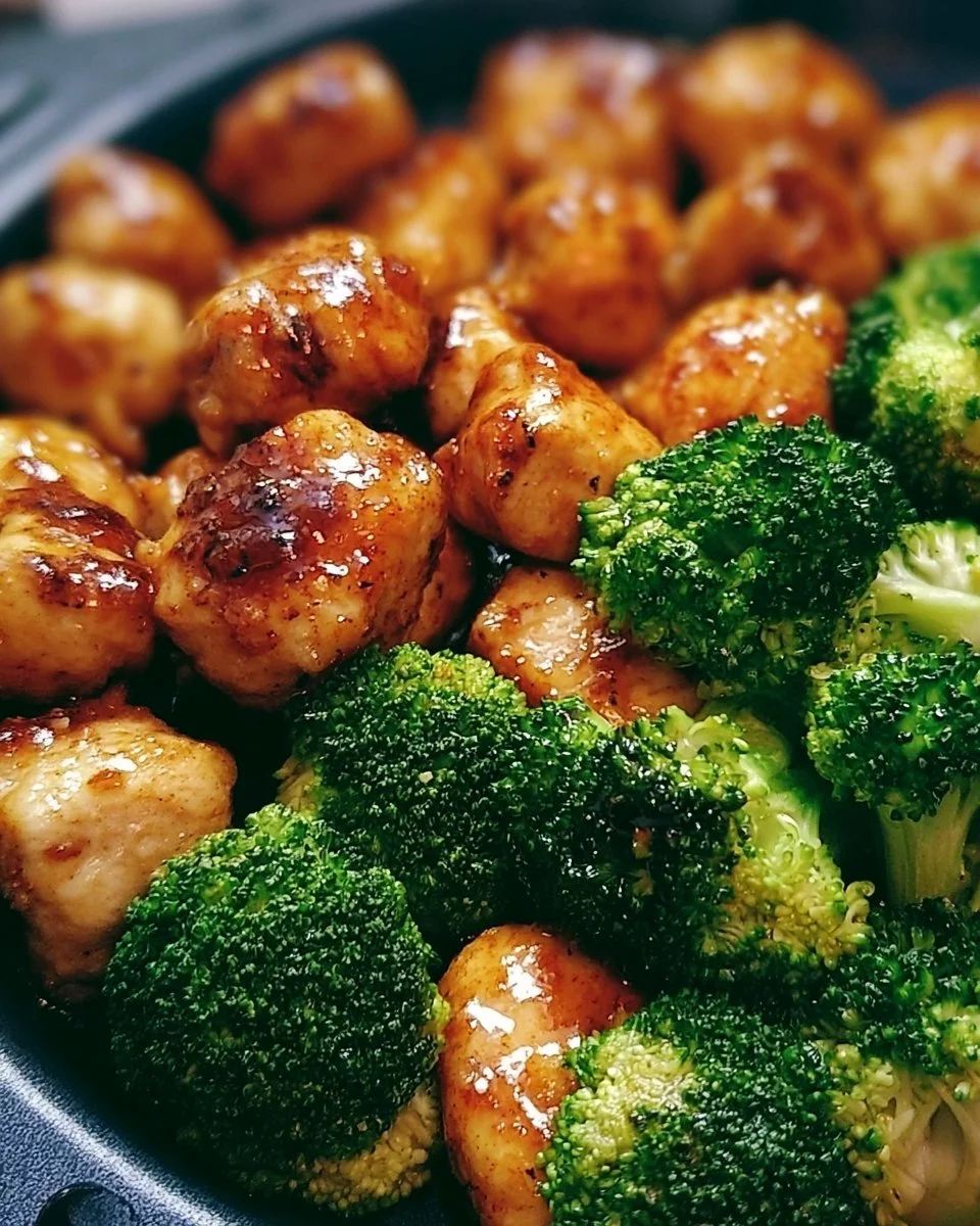 Air Fryer Chicken Bites with Broccoli dish, healthy and easy recipe