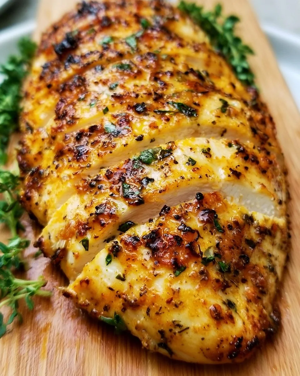 Delicious air fryer chicken breast served with vegetables on a plate