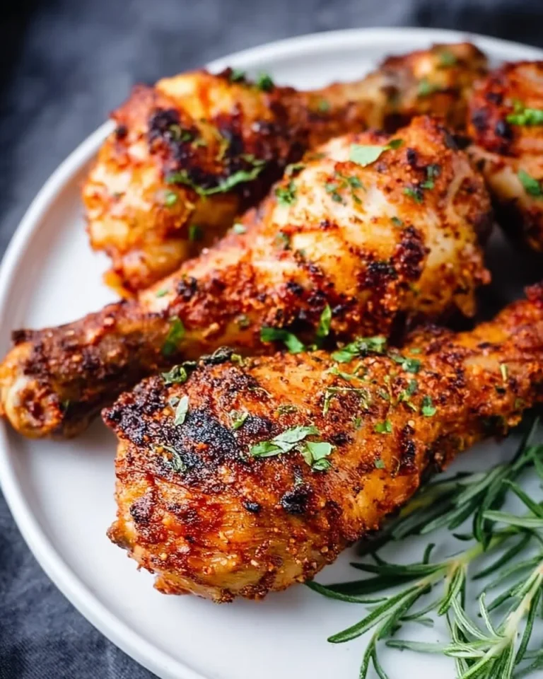 Crispy and tender Air Fryer Chicken Drumsticks served on a plate