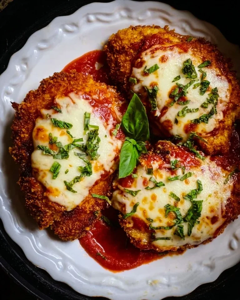 Crispy Air Fryer Chicken Parmesan garnished with fresh herbs