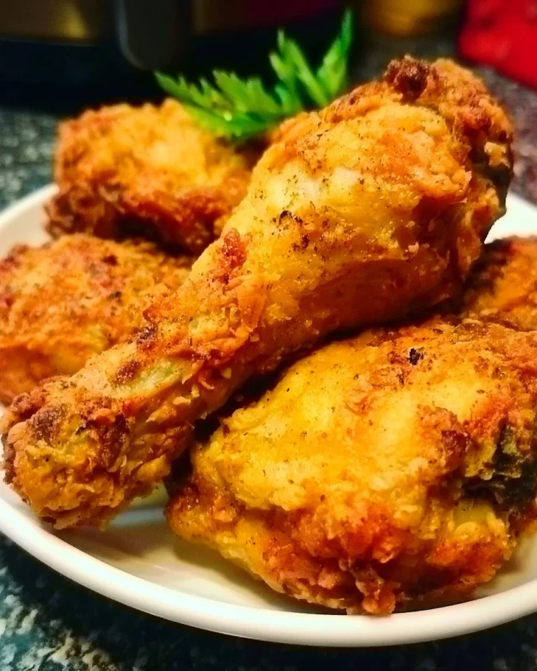 Crispy Air Fryer Fried Chicken served on a plate with dipping sauce.