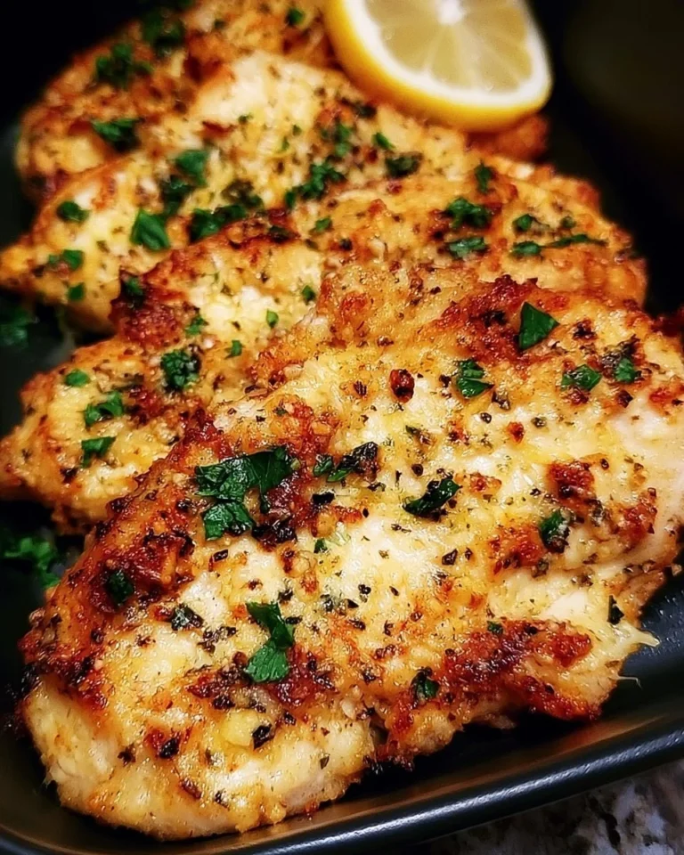 Air Fryer Garlic Parmesan Chicken dish garnished with herbs and spices