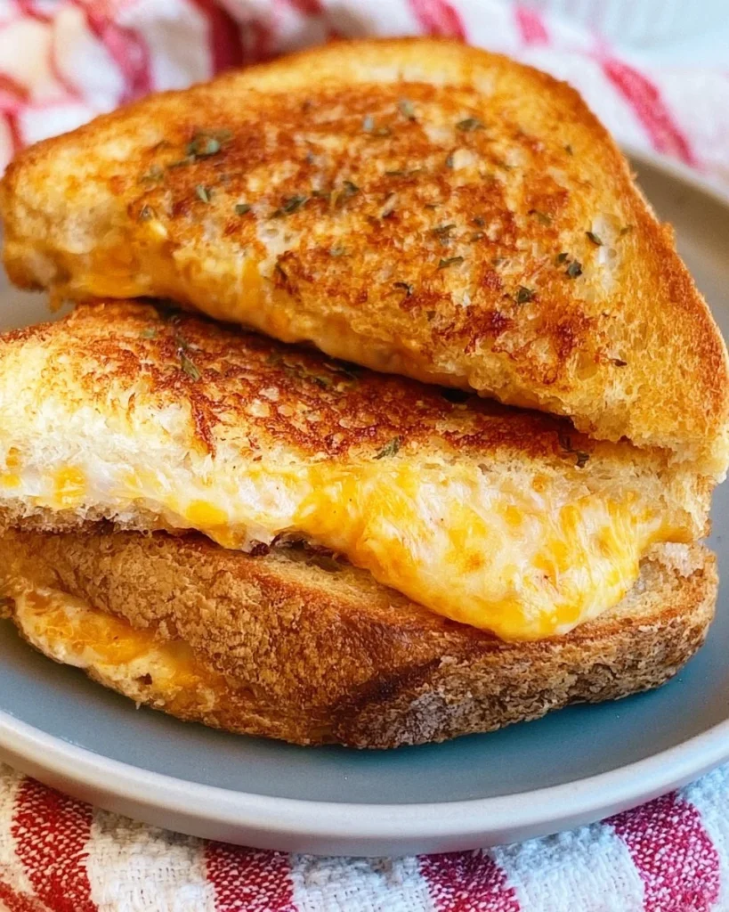 Crispy Air Fryer Grilled Cheese sandwich with melted cheese and golden bread