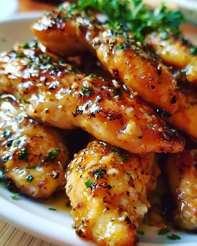 Crispy Air Fryer honey butter garlic chicken tenders on a plate
