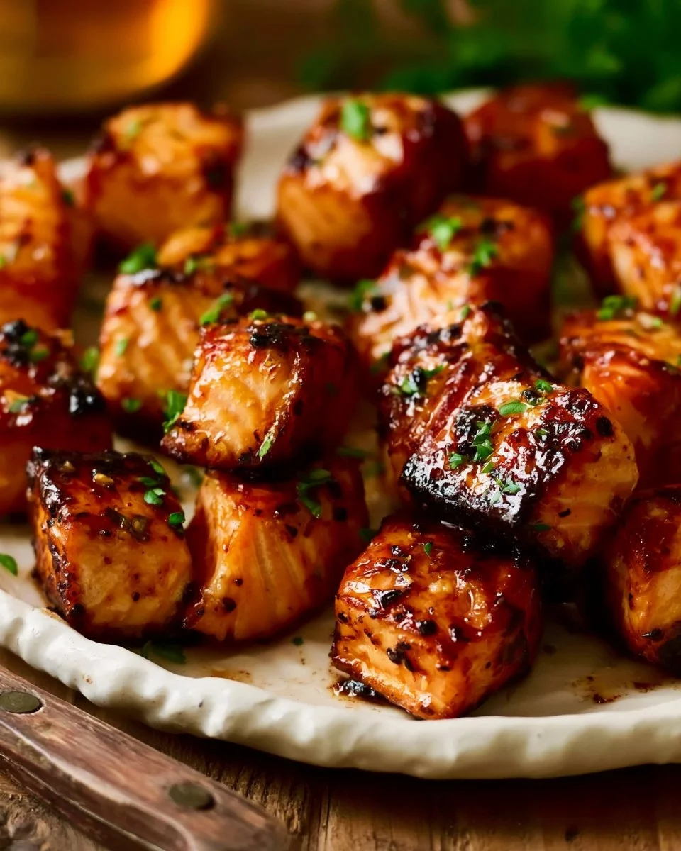Air Fryer Honey Garlic Salmon Bites