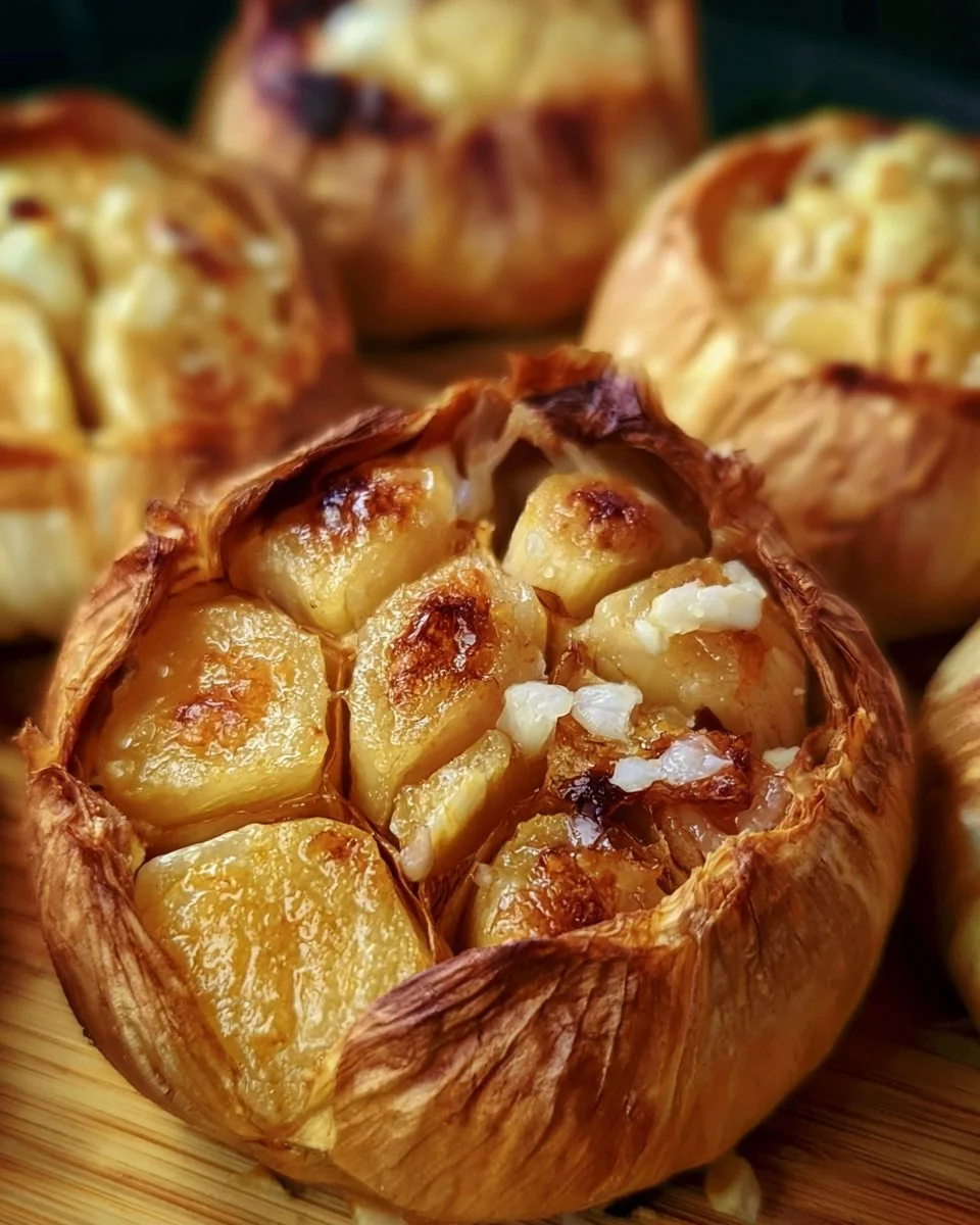 Delicious air fryer roasted garlic bulbs ready to enhance your meals.