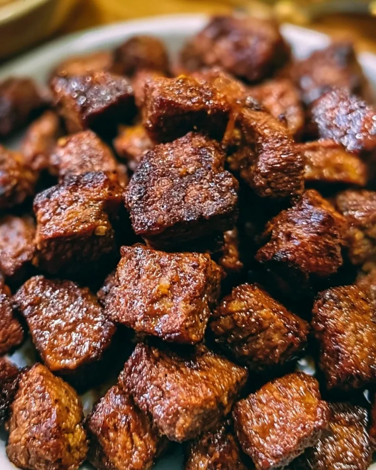 Crispy air fryer steak bites served with dipping sauce