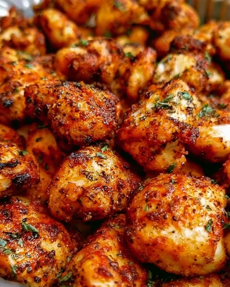 Delicious crispy Chicken Bites made in an air fryer for a healthy snack