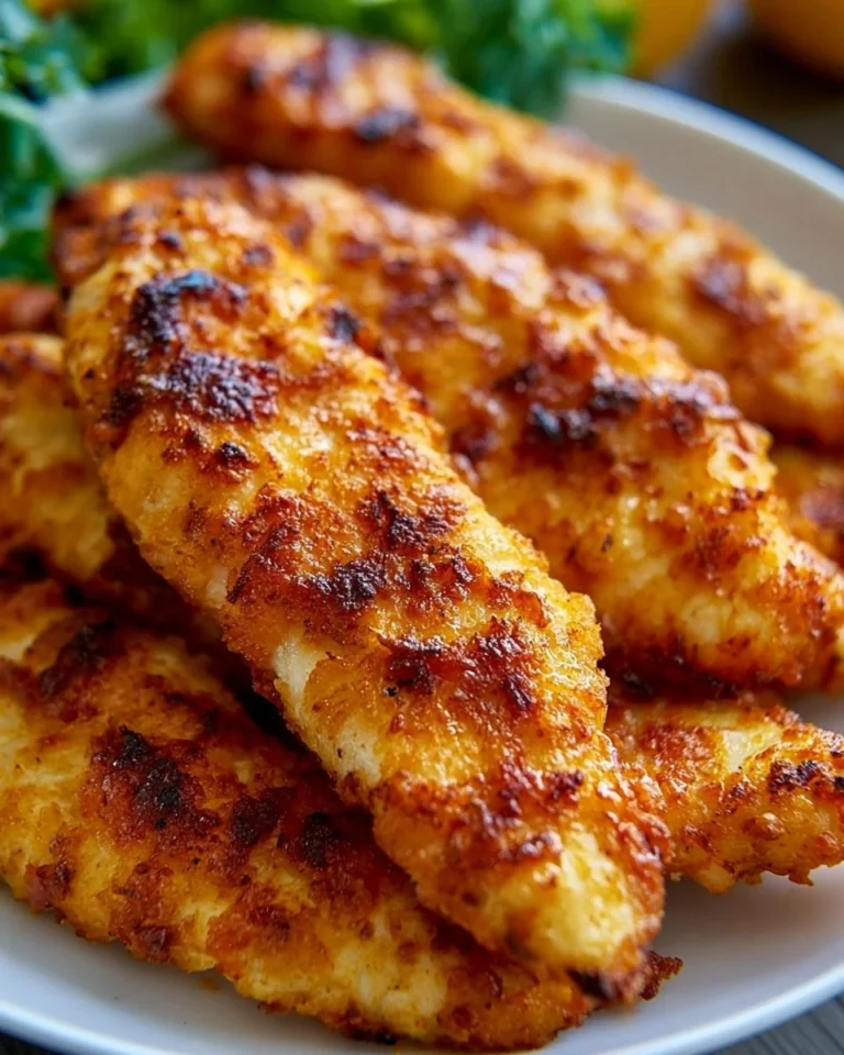 Crispy air fryer chicken tenderloins served on a plate with dipping sauce
