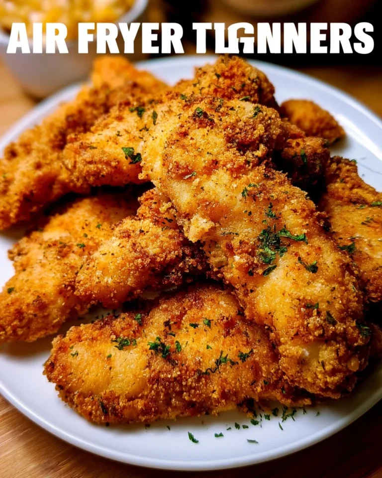 Crispy air fryer chicken tenders served with dipping sauce