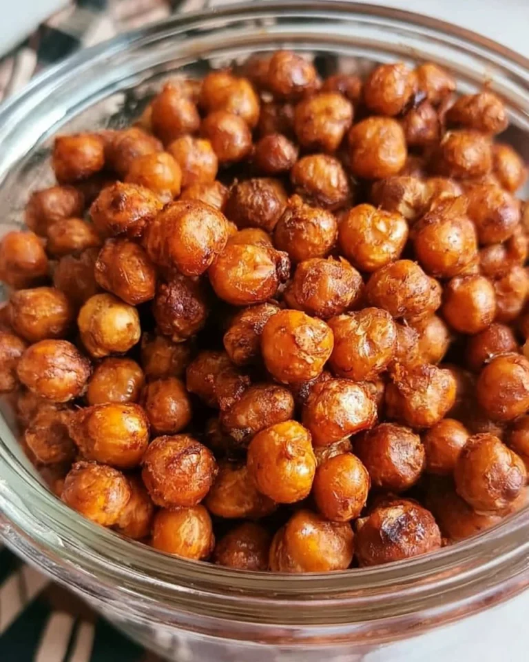 Crispy air fryer chickpeas served in a white bowl with seasoning.