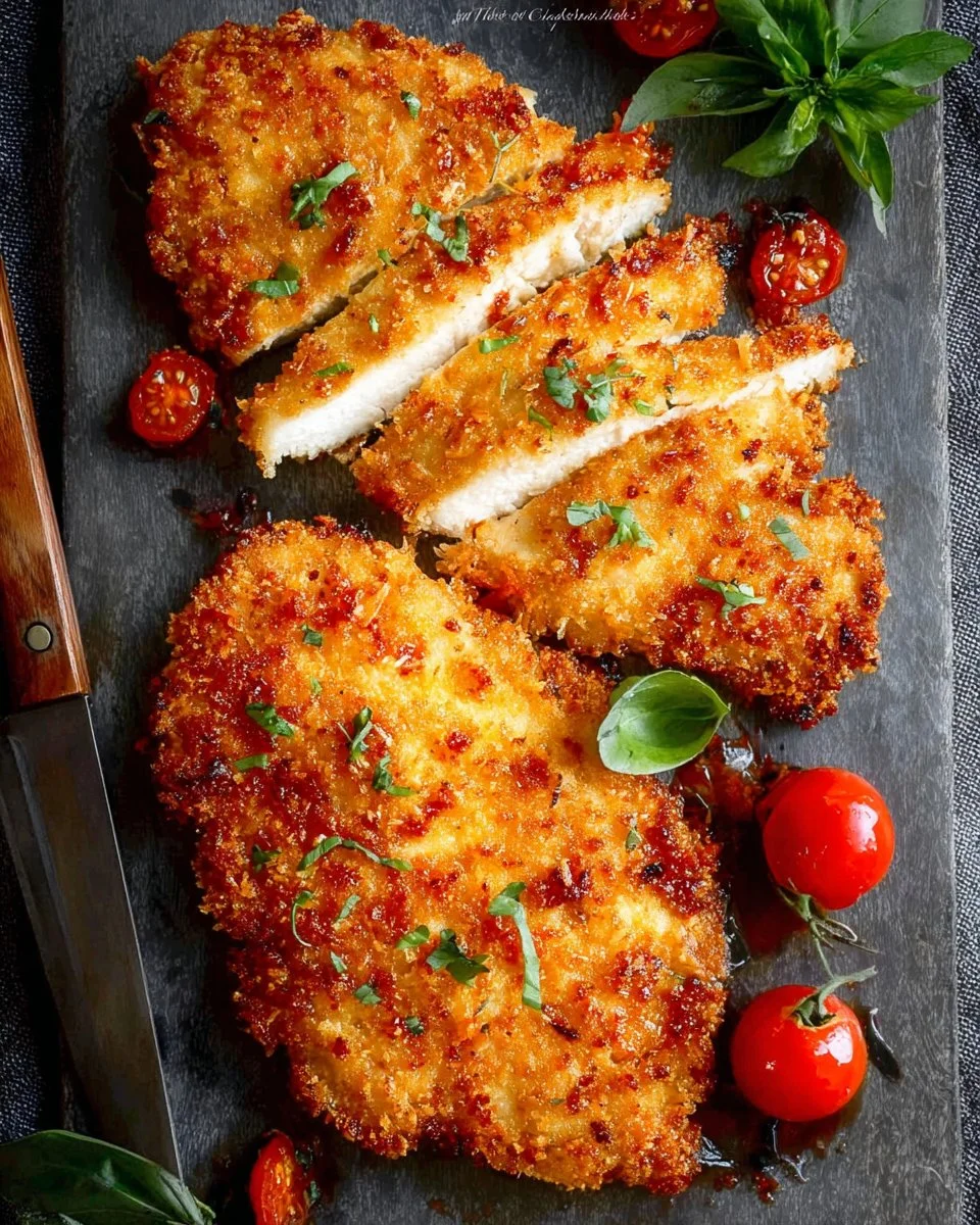 Crispy Air Fryer Parmesan Crusted Chicken served on a plate